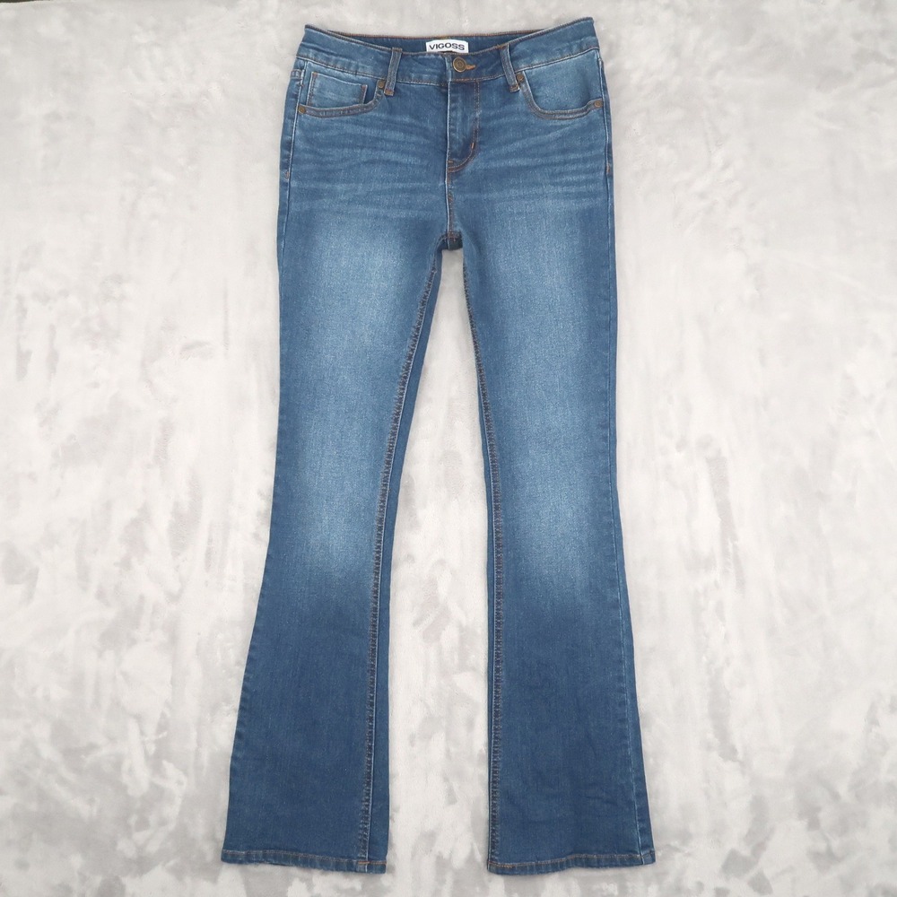 Vigoss Jeans Girls Size 18 Blue Flare Medium Wash Stretch Fit 28x31.5